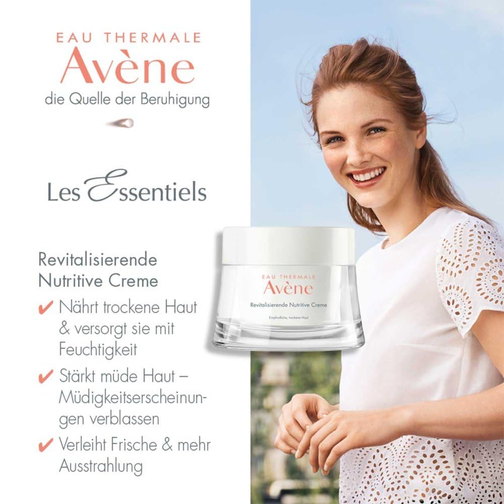Avene Moisturizing Cream for Dry &amp; Sensitive Skin - Rich Hydration &amp; Nourishment with Vitamin E &amp; Thermal Water