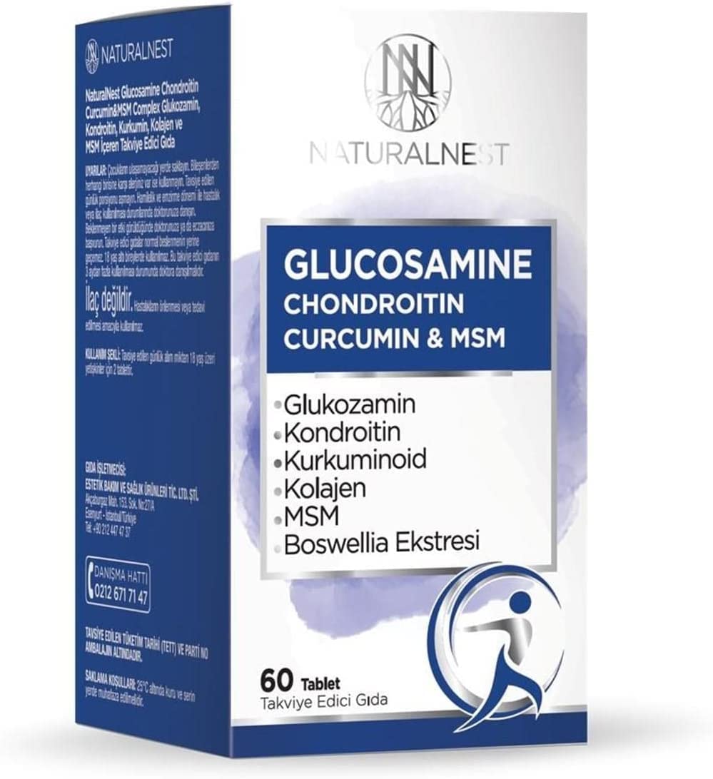 Naturalnest Glucosamine Chondritin Curcumin & MSM 60 Tablets - Vitamin & Supplement