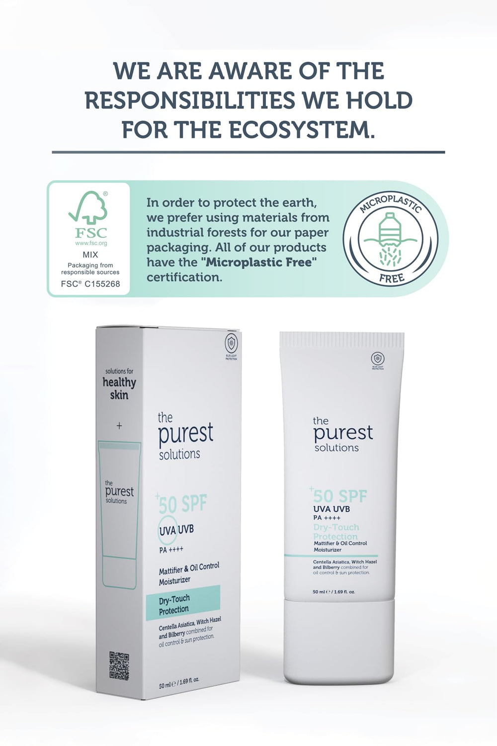 The Purest Solutions Oil Control Moisturizer with UV & Blue Light Protection - Dry Touch Finish, 1.69 fl oz
