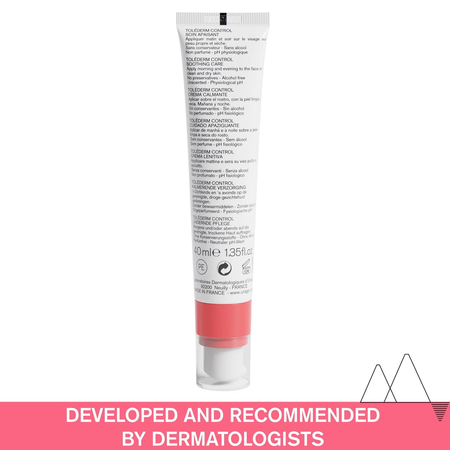 Uriage Uriage Tolederm Control Moisturizing Cream for Sensitive Skin - Fragrance-Free, Dermatologically Tested - 1.35 fl