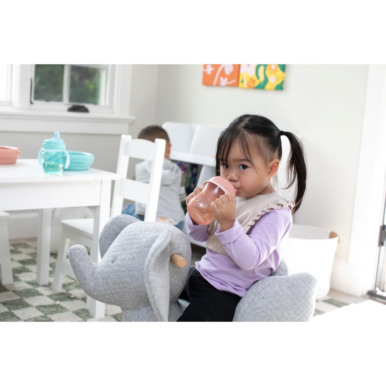 Chicco Baby Training Cup 12m+ - Pink Floral, 266ml, Easy Transition to Regular Cups for Toddlers
