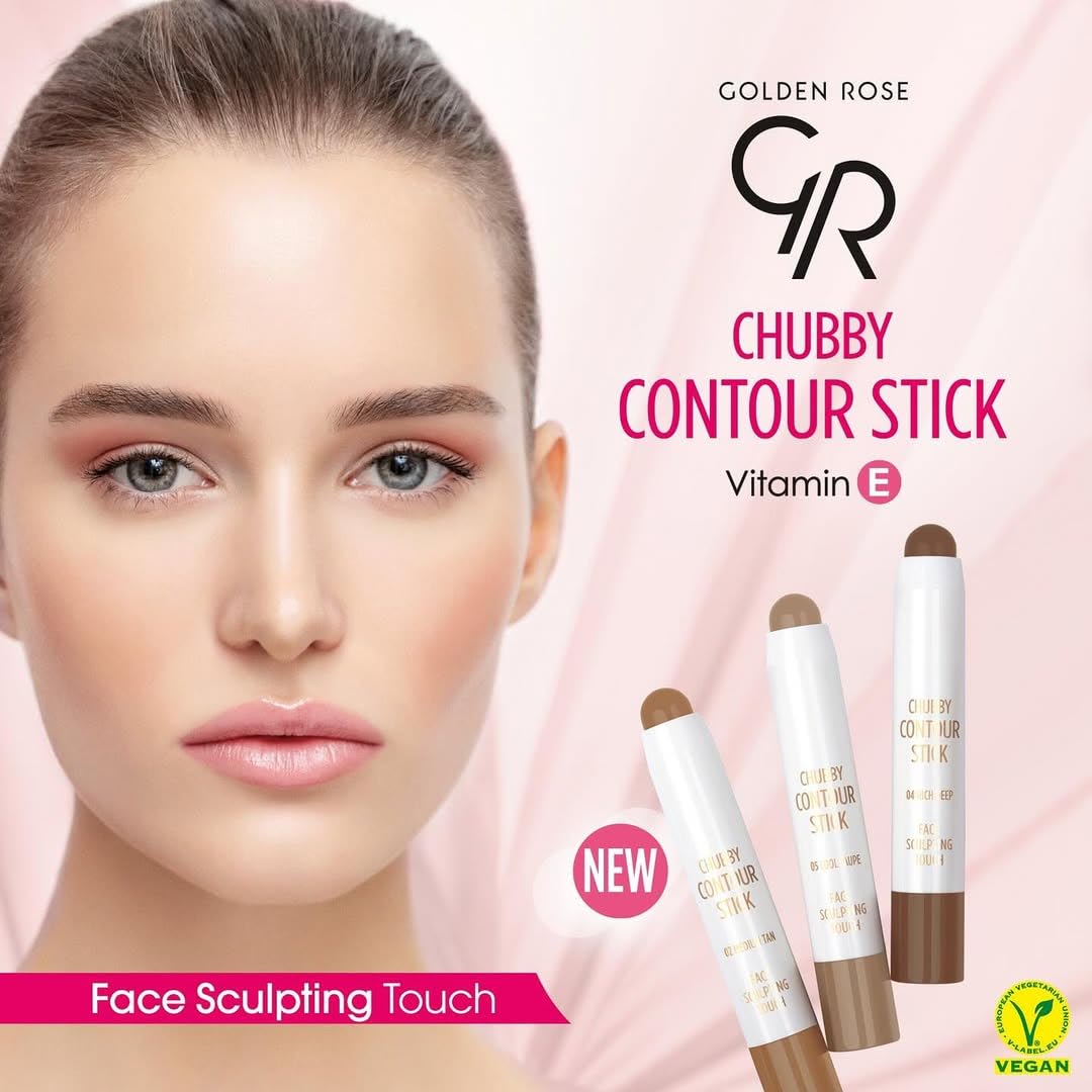 Golden Rose Chubby Contour Stick 3.8g - Light Coffee Shade for Natural Contouring &amp; Nourishing Skin