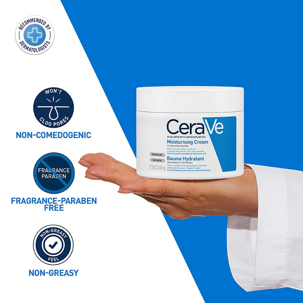 CeraVe Moisturizing Cream | Body and Face Moisturizer for Dry to Very Dry Skin | Body Cream with Hyaluronic Acid and Ceramides | Normal | Fragrance Free | 19 Oz | Packages May Vary - image 16