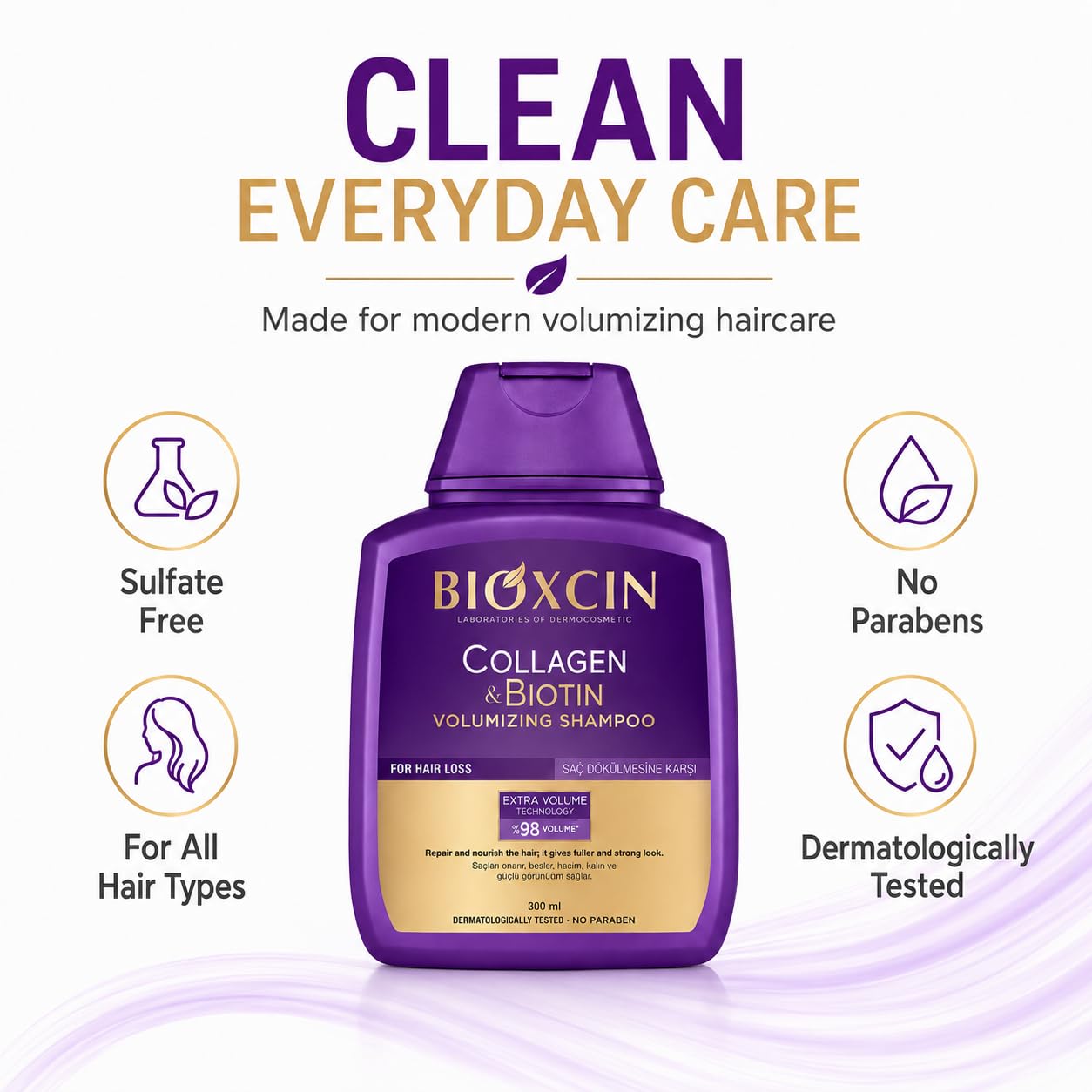 Bioxcin Collagen &amp; Biotin Shampoo - Volume Booster | 300 ml