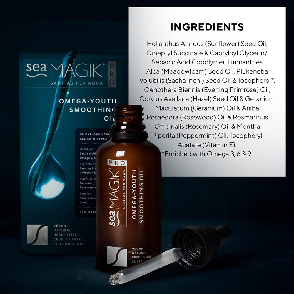 Dead Sea Spa Magik Pro Omega-Youth Smoothing Facial Oil - Natural Anti-Aging Skincare with Omega 3-6-9