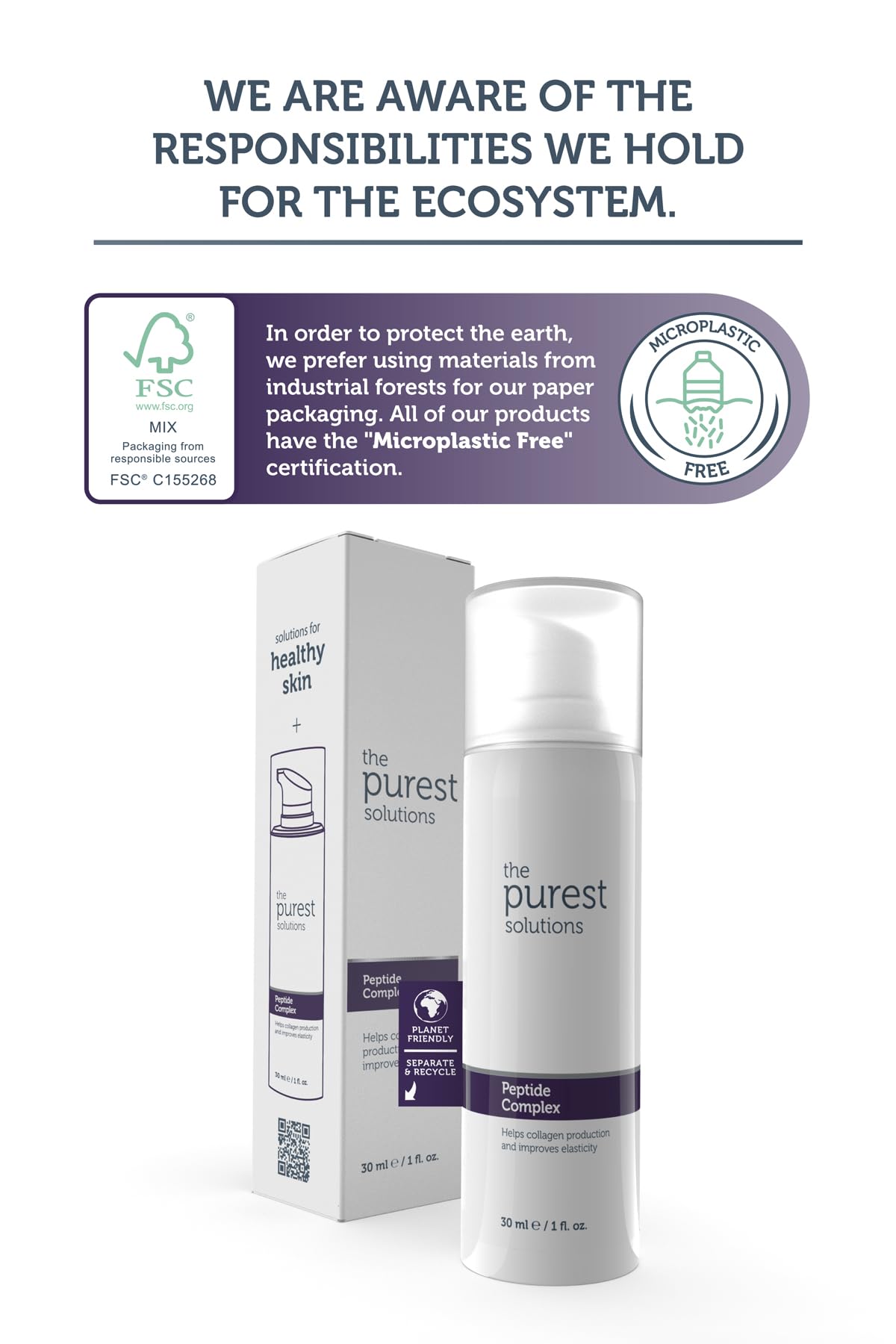 The Purest Solutions Skincare Set - Anti-aging Hydrating Serum &amp; Peptide Complex Duo