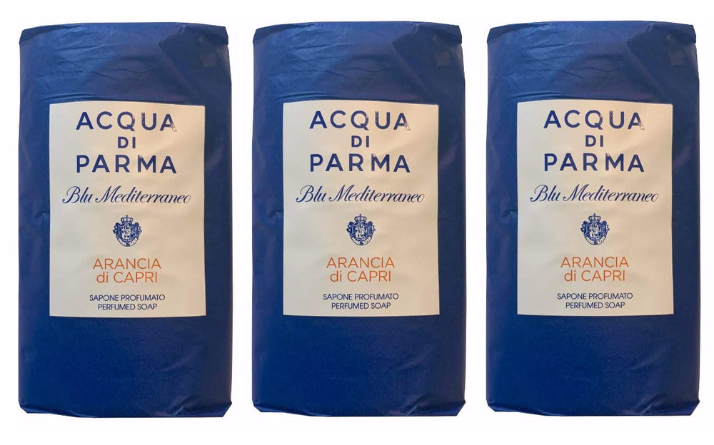 Acqua Di Parma Arancia Di Capri Blu Mediterraneo Wrapped Soaps 100 grams - Set of 3 - Soap