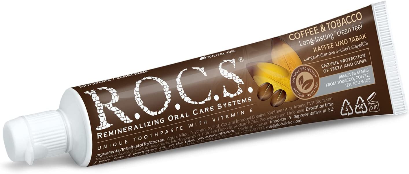 ROCS Coffee &amp; Tobacco Toothpaste 60ml (Pack of 3)