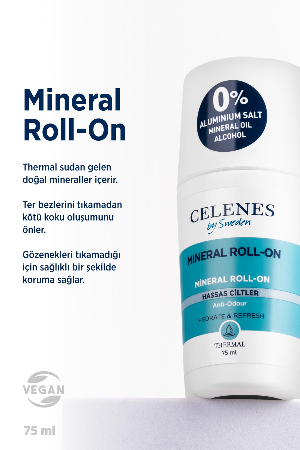 Celenes Deodorant Roll-on for Sensitive Skin - Fragrance-Free, Aluminum Salt-Free &amp; Paraben-Free