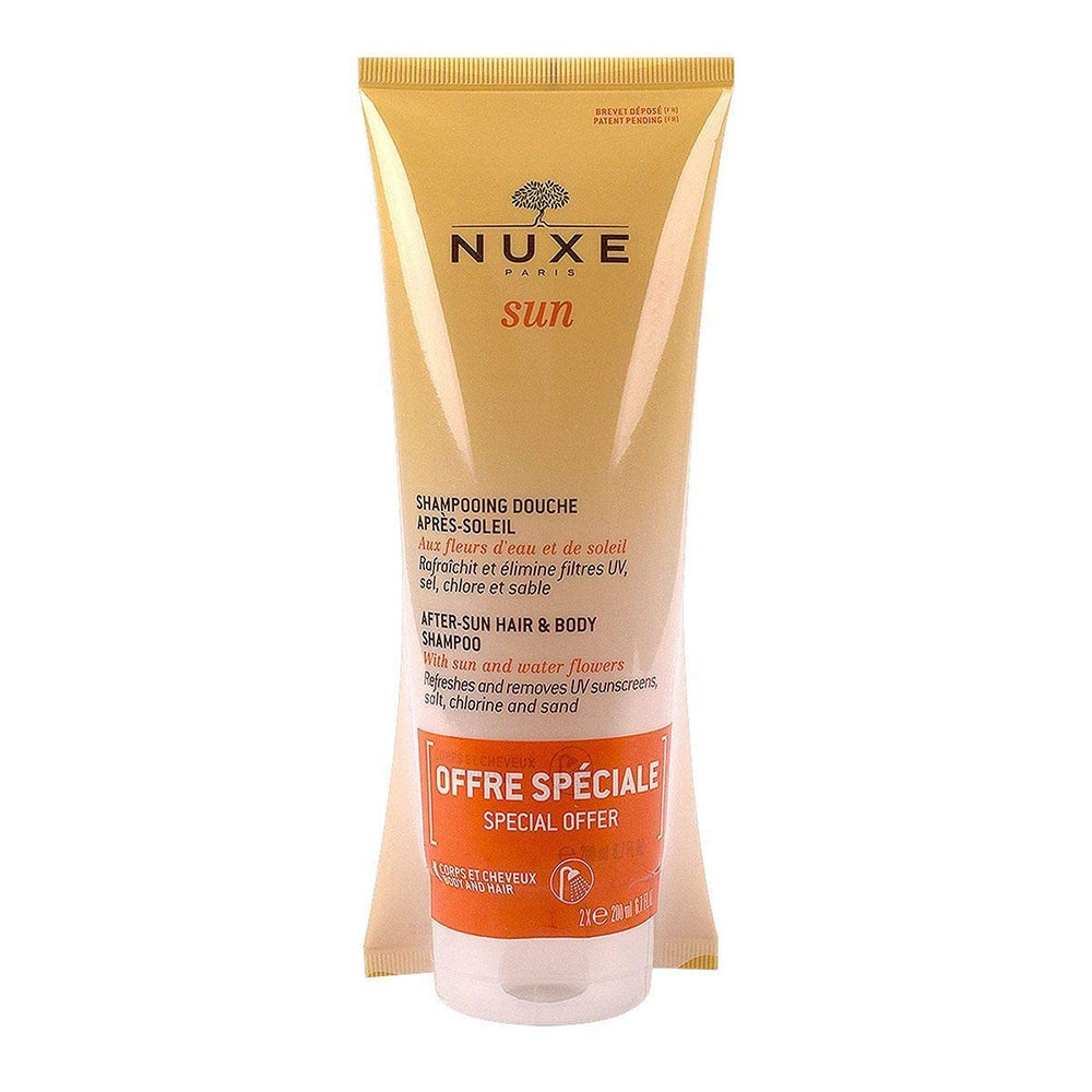 Nuxe After Sun Shampoo - Gentle Hair and Body Wash for Post Sun Exposure Care, 200ml Dual Pack