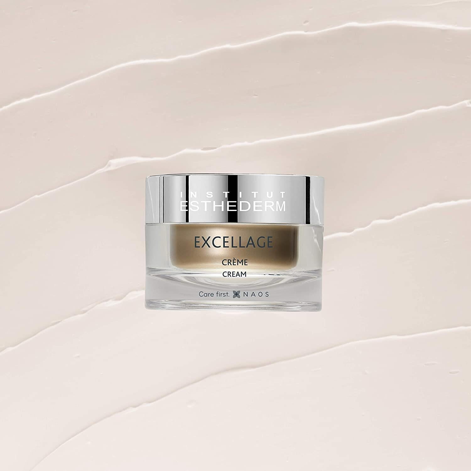 excellage-cream-50ml, Institut Esthederm Excellage Cream close-up, Hydrating cream for youthful skin Institut Esthederm Excellage Cream - Youthful Radiance | 50 ml Institut Esthederm Excellage Cream 50 ml skincare, anti-aging, moisturizer, firming-cream, women, hydrating-cream, camellia-extract, omega-3-6-9, excellage-cream, ai-generated