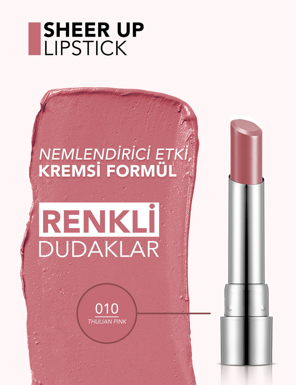 Flormar Sheer Up Moisturizing Lipstick Glossy Finish 3g