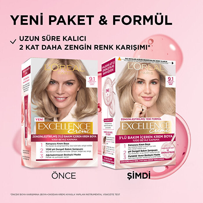 L'Oreal Paris Excellence Crème Hair Color Ash Blonde 9.1 - 100% Gray Coverage | Professional Care - view 4