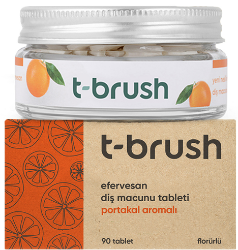 T-brush Efervesan Dis Macunu Tableti Portakal Aromali Florurlu 90