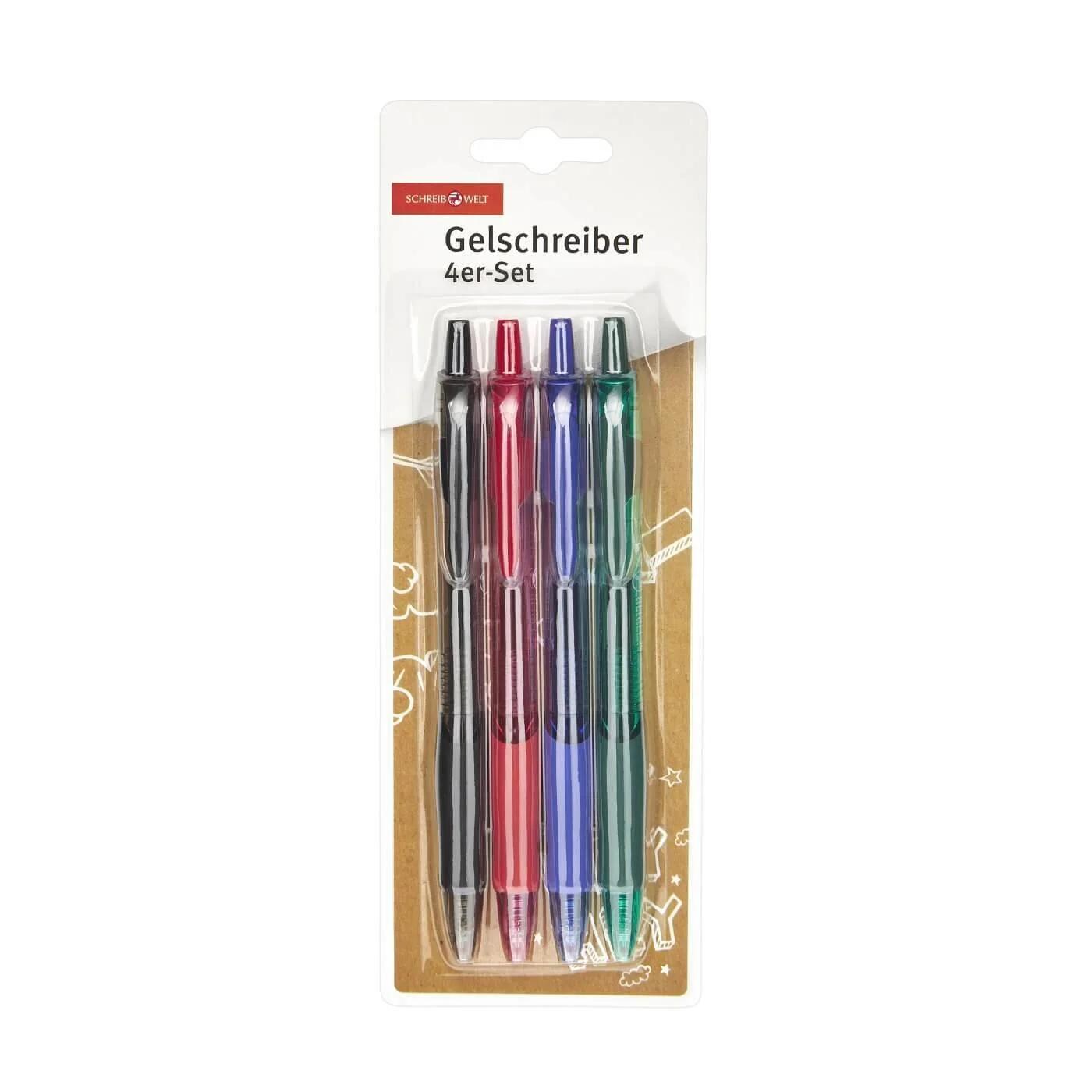 Schreibwelt Gel Ballpoint Pen Set for Smooth Writing 4-Pack