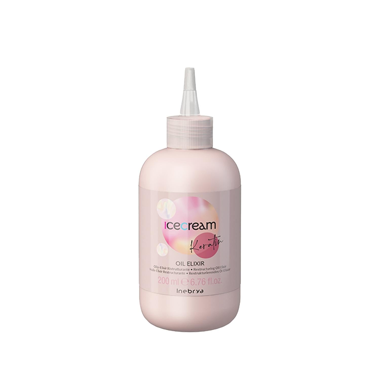 Inebrya Ice Cream Keratin Hair Restructuring Elixir Oil - Nourishing, Repairing Hair Care for Damaged Hair, 6.76 fl oz Inebrya Keratin Hair Oil - Repair & Nourish Damaged Hair Keratin hair care, Hair restructuring elixir, Nourishing hair oil, Inebrya Ice Cream hair products, Keratin treatment for damaged hair, Hair repair, Hair nourishment, Damaged hair care, Dry hair care, Hair smoothing, Hair elasticity, Hair shine, Leave-in treatment, Pre-shampoo treatment, Post-color treatment