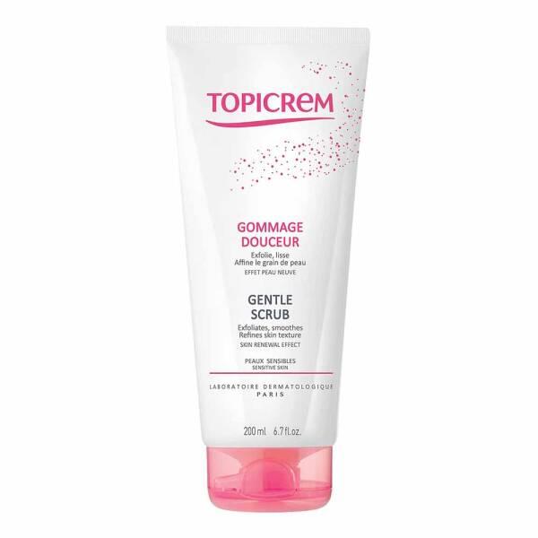 topicrem gentle scrub 200ml front view, topicrem gentle scrub application on skin, topicrem gentle scrub texture close-up Topicrem Gentle Scrub - Soft Exfoliating Cleanser | 6.76 fl oz Topicrem Gentle Scrub - Soft Exfoliating Cleanser | 6.76 fl oz skincare, exfoliant, gentle-scrub, topicrem, soft-cleanser, sensitive-skin, natural-exfoliation, skin-renewal, ai-generated, beauty