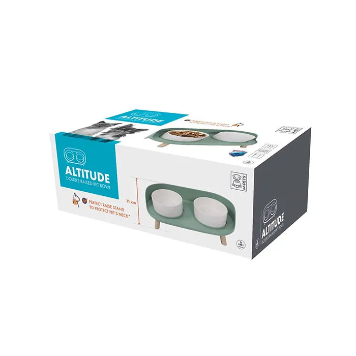 M-Pets Altitude Elevated Double Pet Bowl for Food and Water 2x450ml