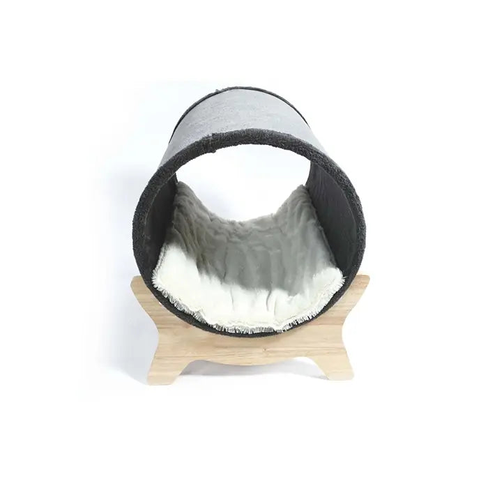 M-Pets Tunnel Elevated Wooden Leg Cat Bed Grey