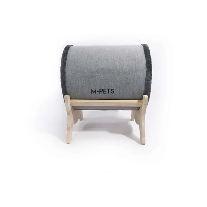 M-Pets Tunnel Elevated Wooden Leg Cat Bed Grey