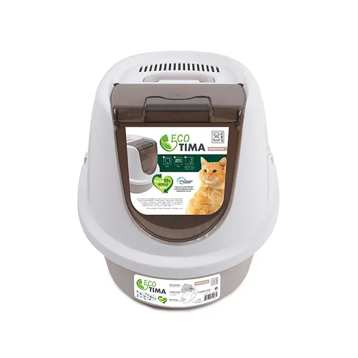 M-Pets Eco Tima Large Enclosed Cat Litter Box Desert Sand