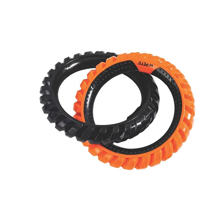 M-Pets Ring King Double Dog Toy Durable Tug & Toss Ring Orange