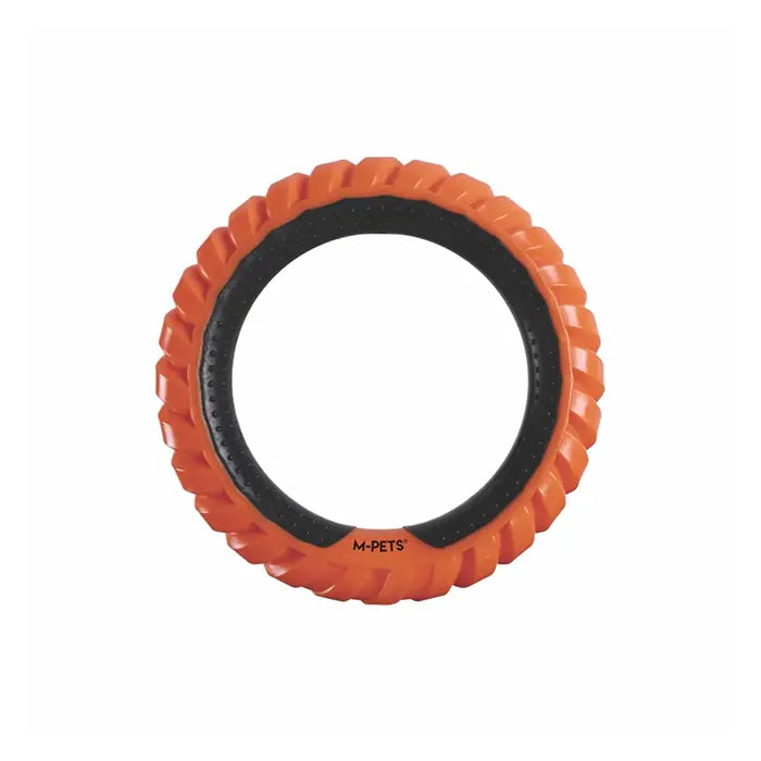 M-Pets Ring King Single Dog Toy Durable Fetch Ring Orange & Black