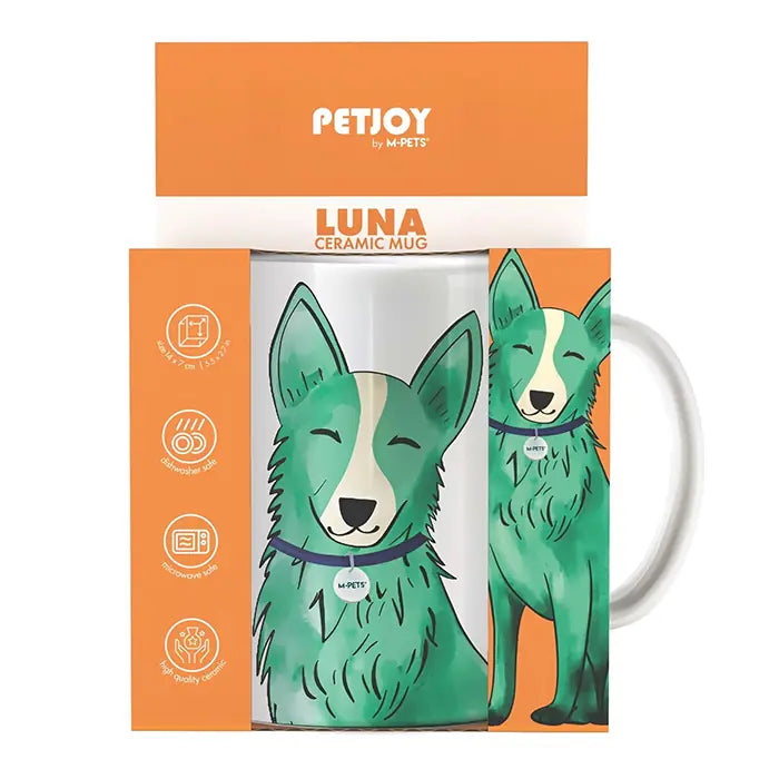 M-Pets Petjoy Luna Green Mug with Dog Illustrations 350ml