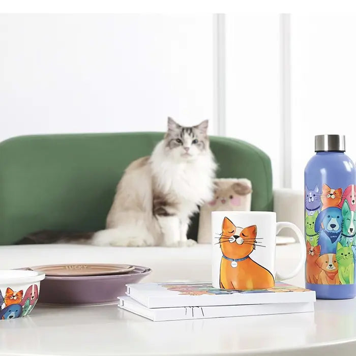 M-Pets Petjoy Galya Mug with Dog Illustration Orange 350ml