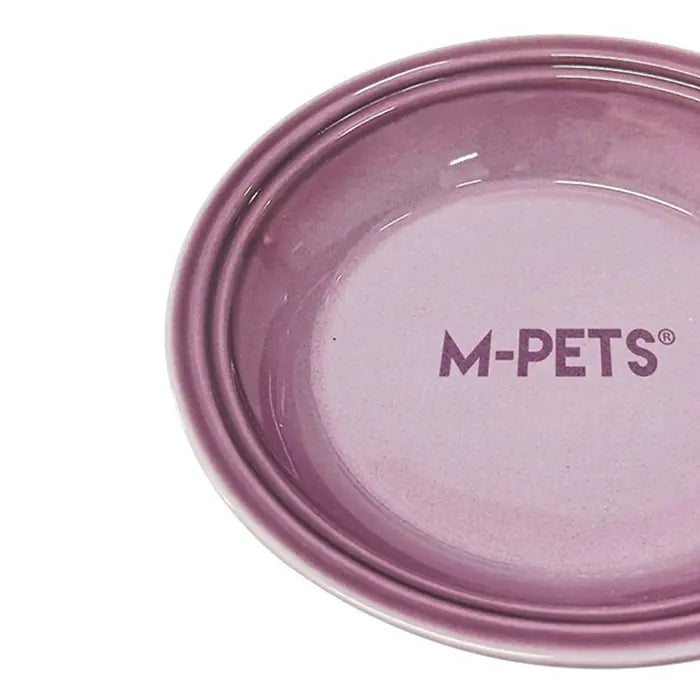 M-Pets Petjoy Flatty Ceramic Pet Food and Water Bowl Purple 500ml