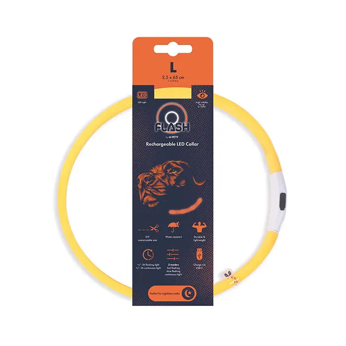 M-Pets Flash LED Dog Collar High Visibility Safety Light 65cm
