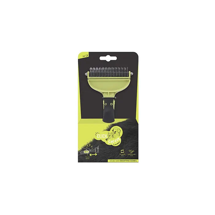 M-Pets Click and Groom Pet Dematting Comb for Cats and Dogs