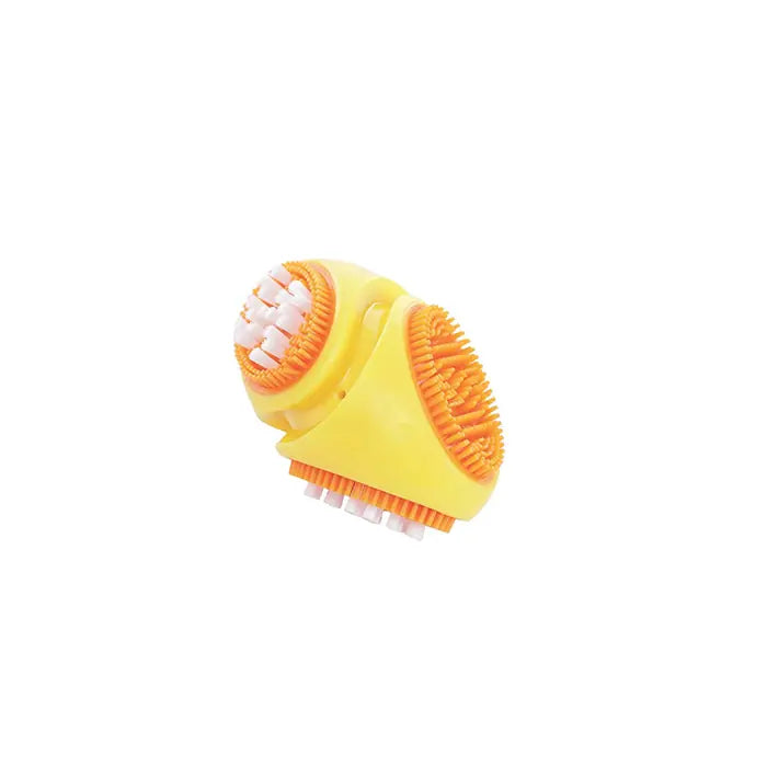 M-Pets Dental Squeaky Ruby Ball Dog Toy with Toothbrush Bristles