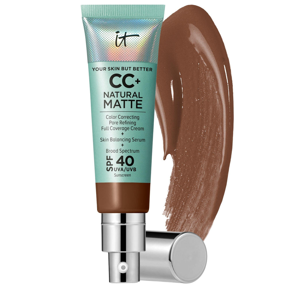 IT Cosmetics CC+ Cream Natural Matte Foundation with SPF 40 - Full Coverage, Vegan, Non-Comedogenic CC+ Cream Matte Foundation with SPF 40 - Vegan, Non-Comedogenic matte foundation, SPF 40 sunscreen, vegan cosmetics, non-comedogenic foundation, full-coverage foundation, oily skin solutions, long-lasting makeup, broad-spectrum sunscreen, skin hydration, pore minimizer, fine line reducer, natural finish, everyday makeup, special occasion makeup, sweat-proof makeup