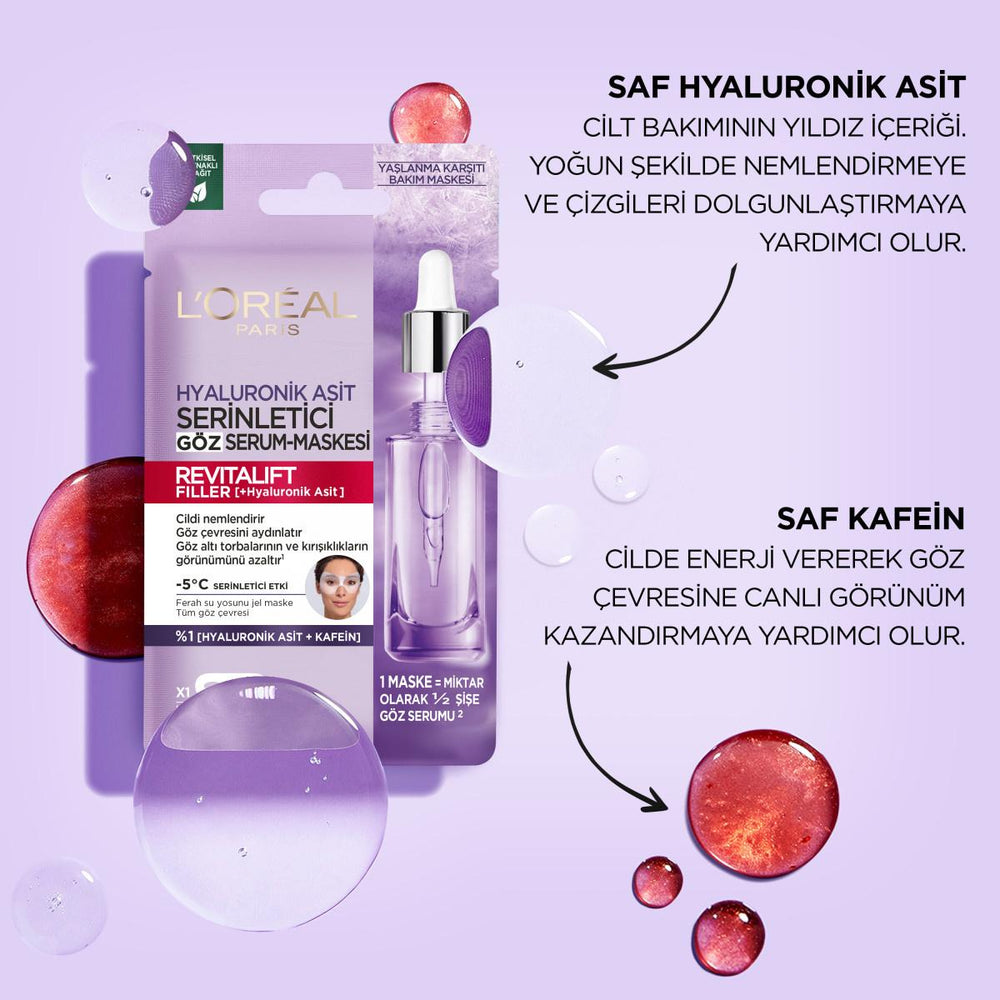 Loreal Paris Revitalift Filler Hyaluronic Acid Cooling Eye Serum Mask - Anti-Aging, Hydrating Sheet Mask for Dark Circles and Fine Lines Loreal Paris Revitalift Eye Serum Mask - Anti-Aging & Hydrating Loreal Paris Revitalift, Eye Serum Mask, Anti-aging, Hyaluronic Acid, Cooling Eye Mask, Sheet Mask for Eyes, Dark Circle Reduction, Hydrating Eye Mask, Skincare, Eye Care, Beauty Products, Anti-Aging Skincare, Eye Serum, Cooling Mask, Revitalift Filler, Paris Skincare