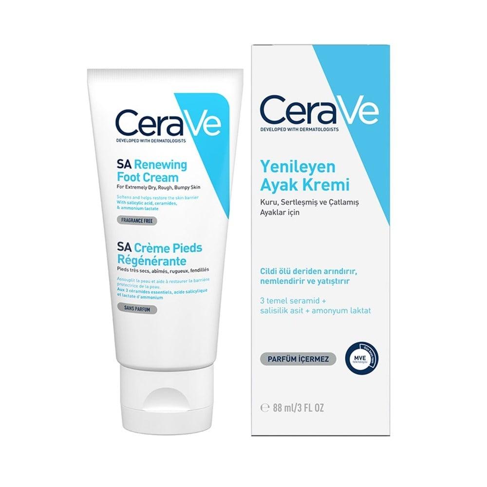 cerave renewing foot cream 88ml packaging, applying cerave foot cream, close up of cracked heels CeraVe Renewing Foot Cream - Cracked Feet Relief | 88ml CeraVe Renewing Foot Cream 88ml - Best for Cracked Feet cerave, foot-cream, cracked-feet, dry-skin, foot-care, moisturizing, skincare, ai-generated, dry-feet, heel-care