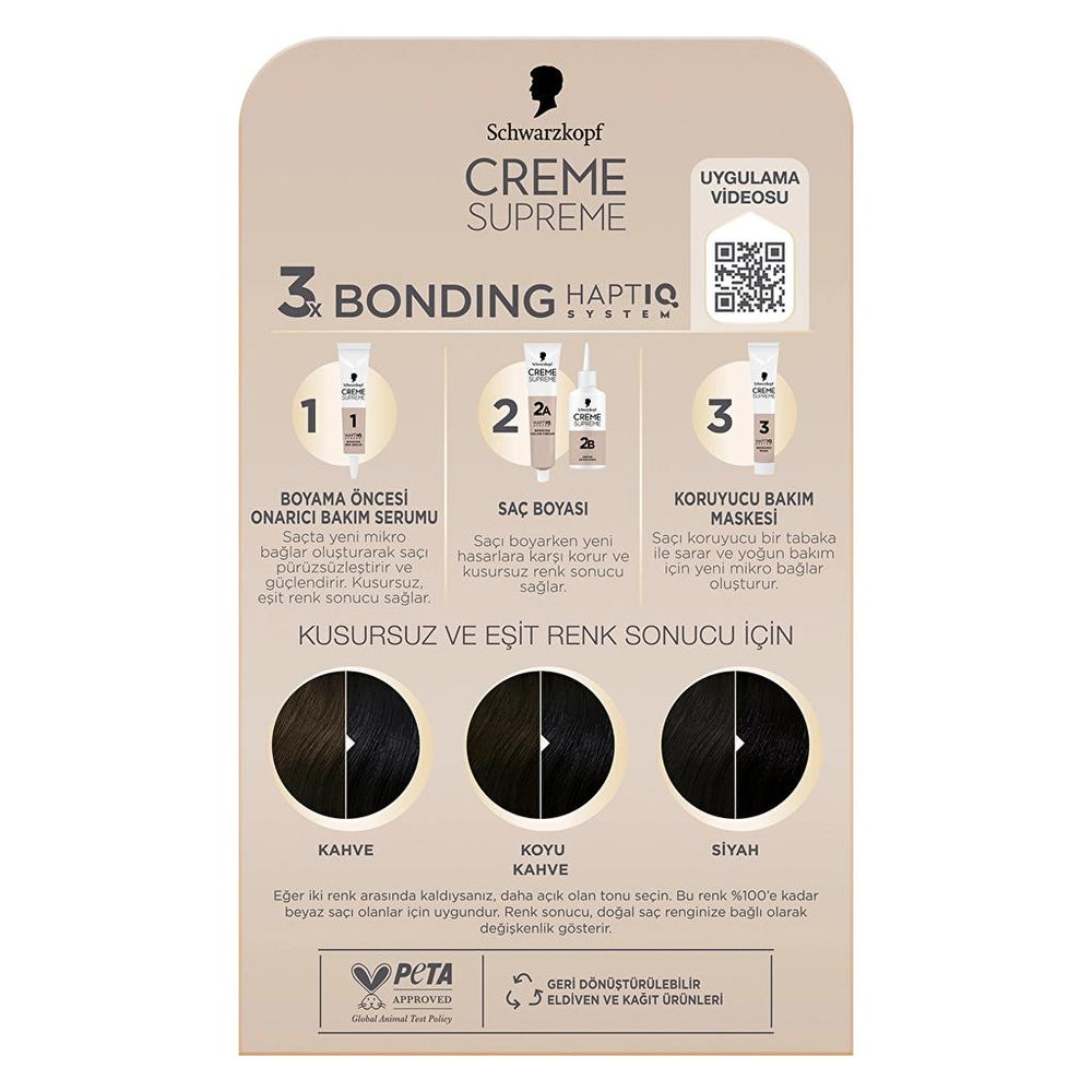 Schwarzkopf Creme Supreme Intense Care Hair Dye 1-0 Black