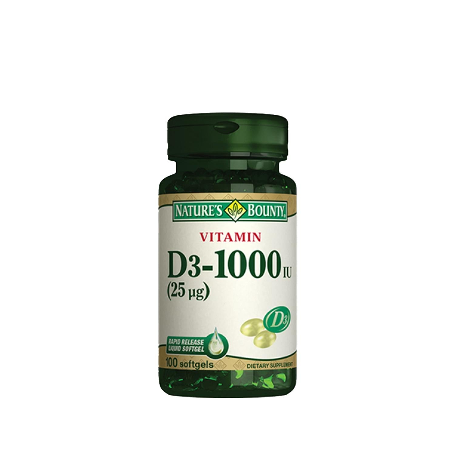 Nature's Bounty Vitamin D3 1000 IU Softgel Capsules - Supports Bone Health & Immune Function, 100 Count Nature's Bounty Vitamin D3 1000 IU - Bone & Immune Health Vitamin D3 supplement, 1000 IU Vitamin D3, Nature's Bounty Vitamin D3, Softgel Vitamin D3 capsules, Vitamin D3 for bone health, bone health support, immune system support, dietary supplement, health and wellness, vitamin deficiency, softgel capsules