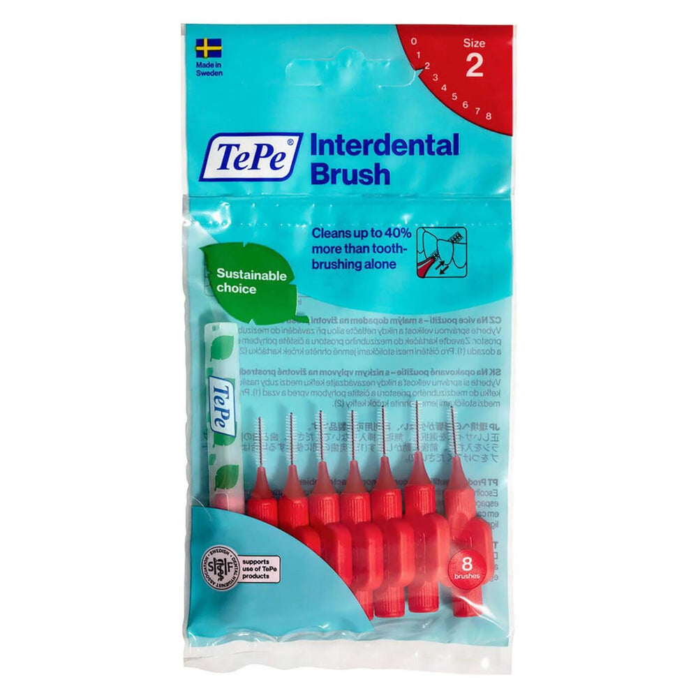 TePe Interdental Brush 0.5mm Red for Plaque Removal 8-Pack