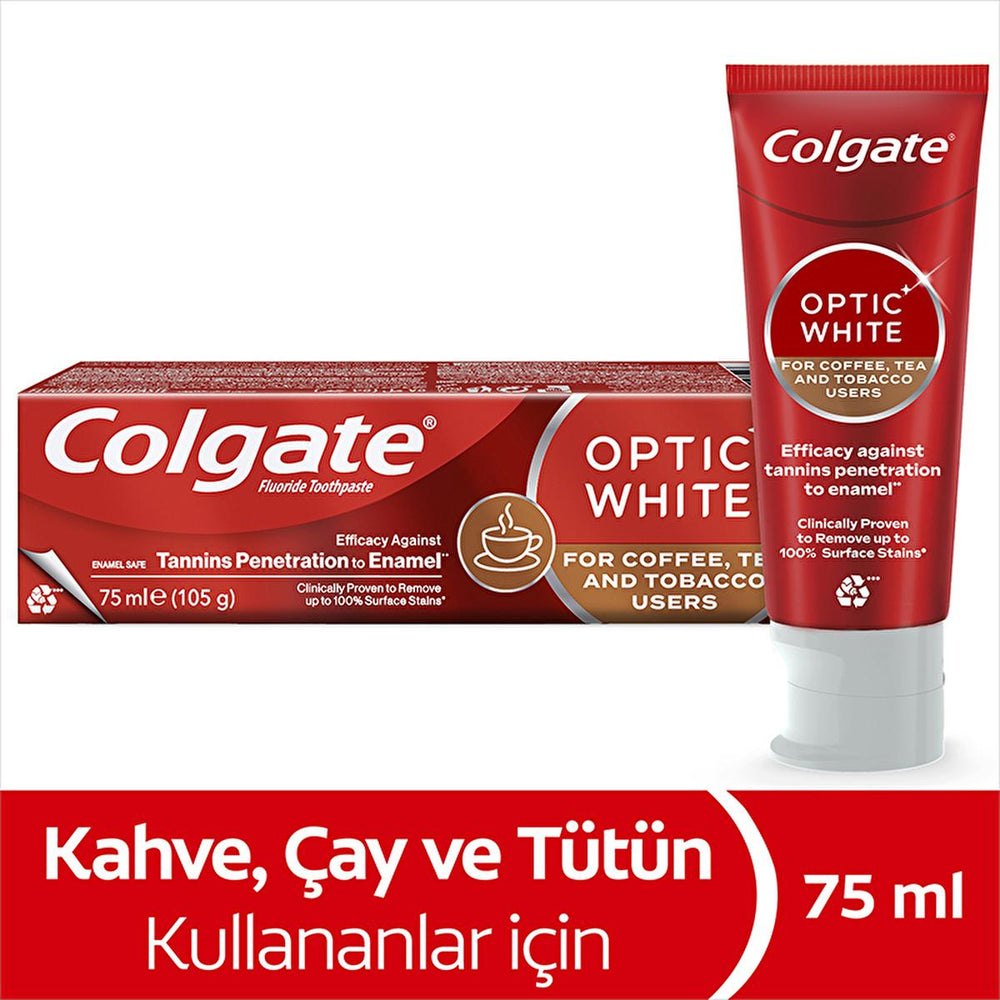 Colgate Optic White Whitening Toothpaste for Coffee & Tea Drinkers, Smokers - Gentle on Enamel, 2.54 fl oz - view 8