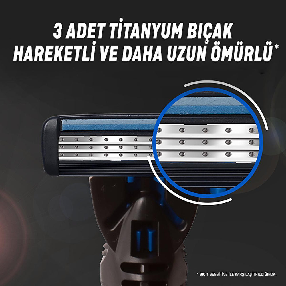 Bic Flex3 Hybrid Razor with Titanium Blades - Ergonomic Handle, Recyclable, Sensitive Skin Shaving Solution for Men - view 4