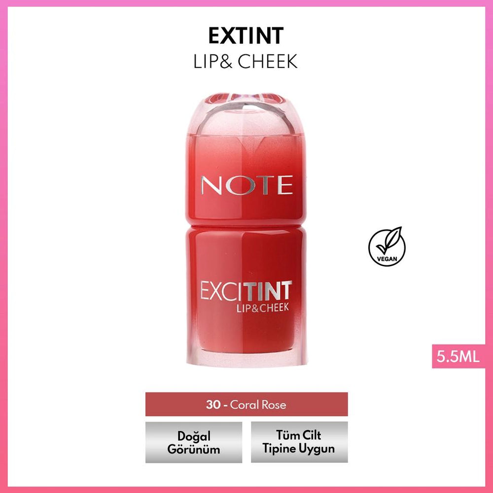 Note Excitint Lip & Cheek Coral Rose Tinted Liquid Blush 6ml