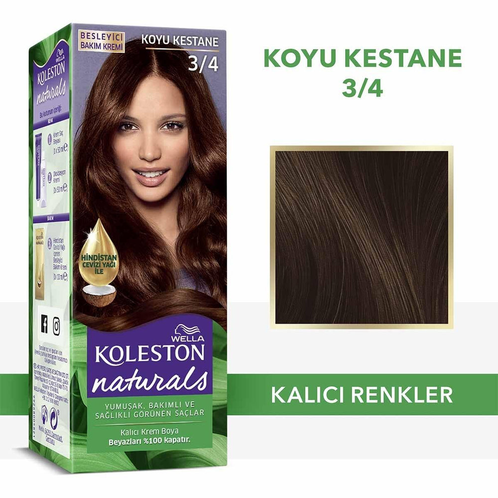 Wella Koleston Naturals Dark Brown Hair Dye - Perfect Gray Coverage & Coconut Oil Nourishment for Intense Color Wella Koleston Dark Brown Hair Dye: Gray Coverage & Coconut Oil hair dye, hair color, dark brown hair dye, grey coverage hair dye, coconut oil hair dye, Wella Koleston Naturals, permanent hair dye, hair coloring, at home hair dye, hair color for gray hair, hair color for grey hair, hair nourishment, hair dye with coconut oil, dark brown, koyu kestane, intense color, long lasting hair color, women'