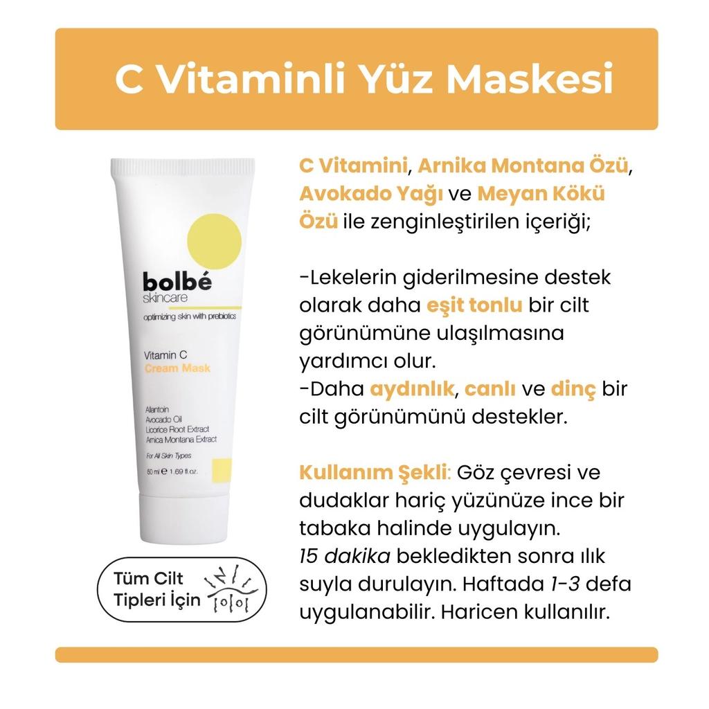 Bolbe 2% Vitamin C Cream Mask for Brightening &amp; Tone Evening 50ml