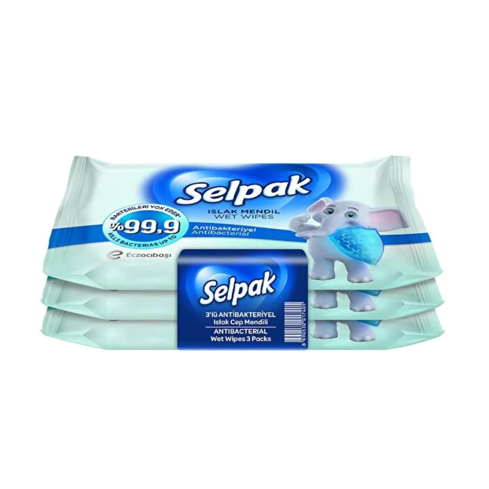 Selpak Cleansing Pocket Wet Wipes for Hands & Face 3-Pack