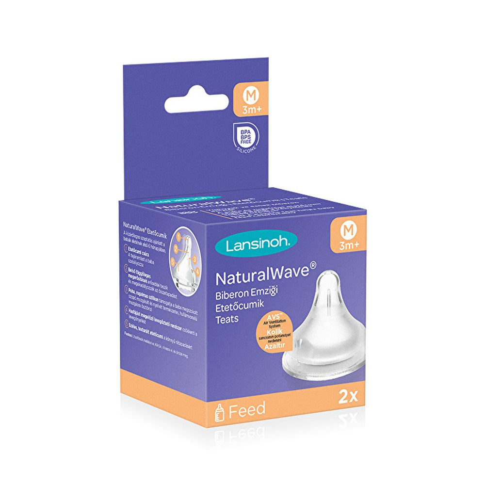 Lansinoh NaturalWave Baby Bottle Nipple - Medium Flow, Anti-Colic, BPA Free - Baby Care