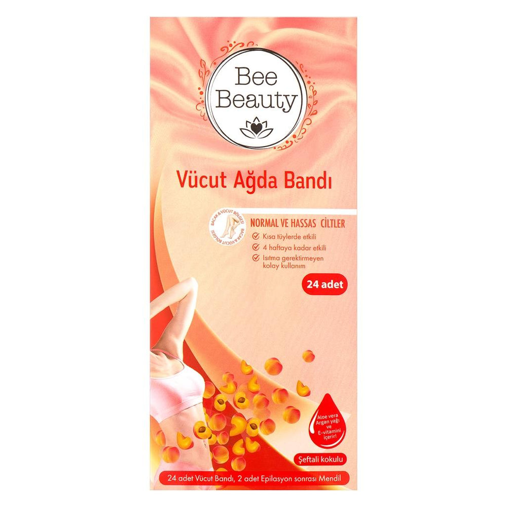 Bee Beauty Peach Body Wax Strips for Smooth Skin 24-Pack