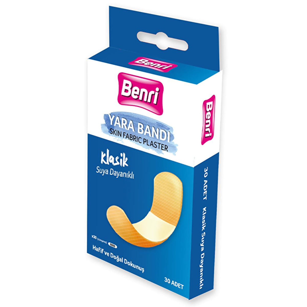 Benri Waterproof Band-Aids - 30 Count, Hypoallergenic Wound Care, Latex-Free Adhesive Bandages for Minor - Hygiene Products
