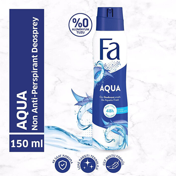FA Aqua Women’s Deodorant Spray 150ml - Refreshing Scent | Long-Lasting