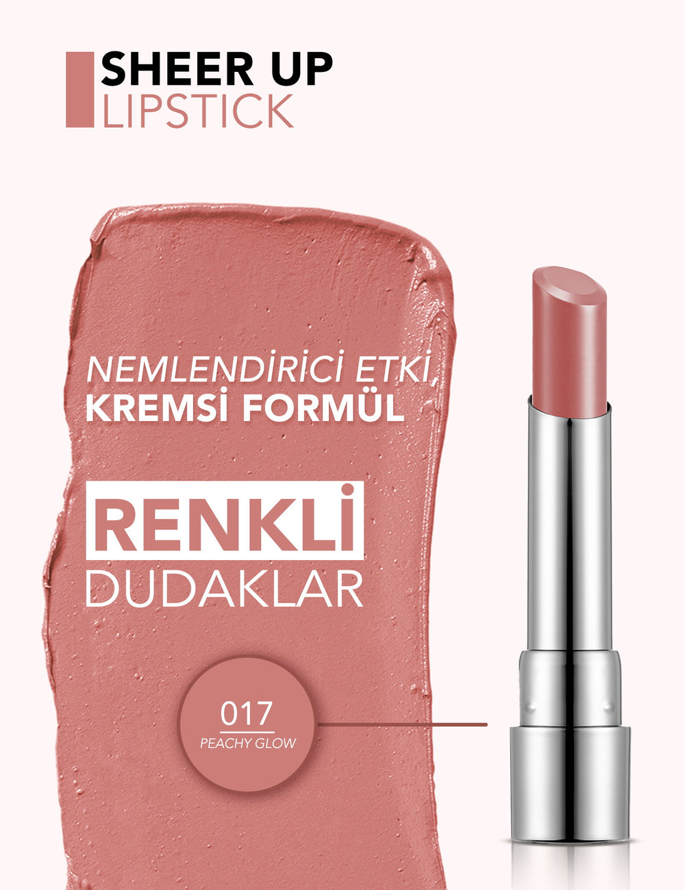 Flormar Sheer Up Moisturizing Lipstick Glossy Finish 3g